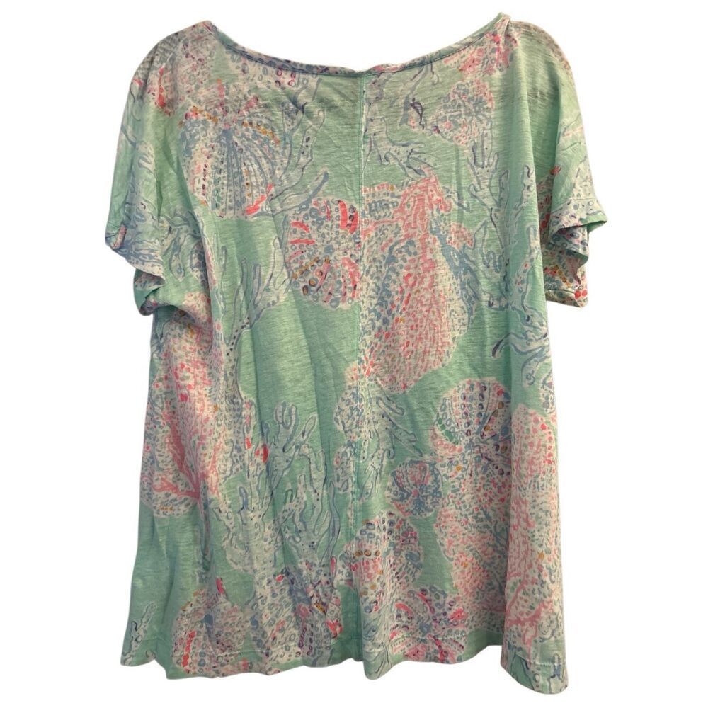 Lilly Pulitzer Mikela 100% Linen T-shirt sz XL breathable beach vacation stretch - Picture 2 of 8